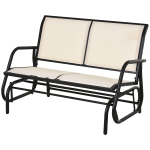 Outsunny Outdoor Double Glider Chair with a Comfortable Sling Fabric Backing, Steel Frame & Curved Rocking Arms