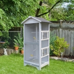 PawHut Wooden Outdoor Aviary Bird Cage removable Bottom tray 2 doors