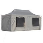 Outsunny 20' x 10' Pop Up Canopy Tent Outdoor Shelter w/ Sidewalls Roller Bag Light Grey