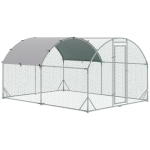 PawHut Galvanized Large Metal Chicken Coop Cage, Walk-in Enclosure Playpen Rabbit Hutch with Cover for Outdoor Backyard 9.2' x 12.5' x 6.5' Silver
