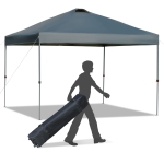 Outsunny 10' x 10' Outdoor Pop-Up Party Tent Canopy with Top Vent, 3-Level Adjustable Height, and Roller Bag, Grey