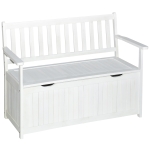 Outsunny 47.25" Wooden Outdoor Storage Bench with PE Lining Deck Box Storage Container and Seat White
