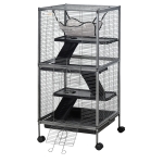 PawHut Rabbit Chinchilla Hamster Cage w/ 4 Universal Wheels & Multiple Platforms - Silver Grey