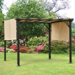 Outsunny 10' x 8' Outdoor Retractable Canopy Pergola Steel Frame Patio Pergola Shelter Sun Shade with Arc Roof, Beige(c-2)