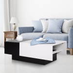 HOMCOM Modern Rectangular Wooden Coffee Table with Slide Top Trunk Storage, Black and White