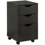 HOMCOM 3 Drawer Storage Cabinet, Mobile File Cabinet, Printer Stand with Castors, Black Wood Grain