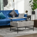 HOMCOM Lift Top Coffee Table with Hidden Storage Compartment Lift Tabletop Dining Table for Living Room Faux Marble