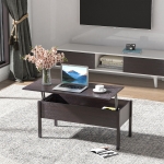 HOMCOM 39" Modern Lift Top Coffee Table Desk With Hidden Storage Compartment for Living Room, Coffee