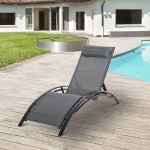 Outsunny Patio Reclining Outdoor Chaise Lounge Chair with 5-Level Adjustable Backrest Pillow Grey