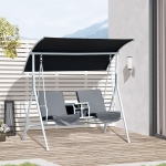 Outsunny Double Swing Chair 2 Person Covered w/ Pivot Table & Storage Console Black