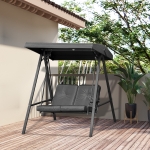 Outsunny 2 Seater Covered Outdoor Swing Chair Lounger Hammock Bench with Cushion Tilt Canopy, Black