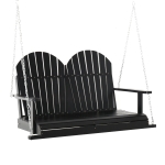 Outsunny 2-Person Outdoor Porch Swing Bench with Solid Wood Design, Southern Style, & Chains Included, Black
