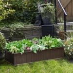 Outsunny 49'' x 24'' x 12'' Plastic Raised Garden Bed Cultivation Bed Planter Box for Flower, Herbs, Veggies for Garden, Backyard, Patio, Brown