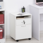 HOMCOM 24" Vertical Filing Cabinet with Lock, Mobile File Cabinet with Wheels, Storage Office Cabinet with Drawer, White