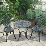 Outsunny 3pc Antique style Patio Bistro Table Chair set Outdoor Garden Furniture Indoor tee table and chair set, Antique Green