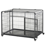 PawHut Heavy Duty Folding Design Metal Dog Crate & Kennel with Removable Tray & 4 Locking Wheels 49.25" x 30" x 32"