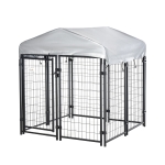 Pawhut 4' x 4' x 4.5' Large Outdoor Dog Kennel Galvanized Steel Fence with UV-Resistant Oxford Cloth Roof & Secure Lock