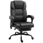 Vinsetto High Back Massage Office Desk Chair with 6-Point Vibrating Pillow, Computer Recliner Chair with Retractable Footrest, and Adjustable Lumbar Support, Black