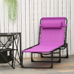 Outsunny 4-Level Adjustable Folding Beach Bed Reclining Lounger Cot Lightweight Portable Camping Hiking Backyard Outdoor Recliner Seat Purple
