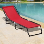 Outsunny Adjustable Folding Beach Bed Reclining Lounger Cot Lightweight Portable Camping Hiking Backyard Outdoor Recliner Seat Wine Red