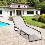 Outsunny Adjustable Folding Beach Bed Reclining Lounger Cot Lightweight Portable Camping Hiking Backyard Outdoor Recliner Seat Cream