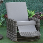 Outsunny PE Rattan Wicker Recliner with 360° Swivel, Water/UV Fighting Material, Soft Cushion, Lounge Chair for Patio, Garden, Backyard, Grey