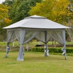 Outsunny 12' x 12' Foldable Pop-up Party Tent Instant Canopy Sun Shade Gazebo Shelter Steel Frame Oxford w/ Roller Bag