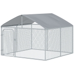 PawHut Large Outdoor Dog Kennel with Galvanized Steel Fence, Oxford Cloth Roof and Lock