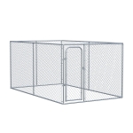 PawHut Outdoor Dog Kennel, Galvanized Chain Link Fence Heavy Duty Pet Run House, Chicken Coop with Secure Lock Mesh Sidewalls for Backyard Garden, Silver,