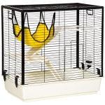 PawHut Small Animal Cage Habitat, Indoor Pet Play House for Guinea Pigs Ferrets Chinchillas, With Accessories Hammock Water Bottle Balcony Ramp Food Dish, 31.5"x19"x30.75", Yellow