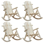 Outsunny Outdoor 4PC Rustic Single Rocking Chair Set, Adirondack Garden Chair, Burlywood