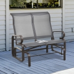 Outsunny Double Seat Glider Garden Bench Outdoor Rocking Porch Chair Yard Swing Chair Rocker Lounger Patio Furniture, Grey