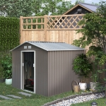 Outsunny 9.1' x 6.4' x 6.3' Garden Storage Shed with Floor Foundation Outdoor Patio Yard Metal Tool Storage House, Grey