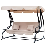 Outsunny 3 Seat Outdoor Free Standing Covered Swing Bench - Beige