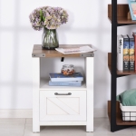 HOMCOM Multipurpose Bedside Table Night Stand W/ Drawer and Storage Shelf End Side Table Bedroom White(c-4)