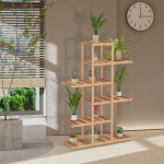 HOMCOM 6-Tiers Slatted Bamboo Shelf Display Shelf Storage Rack Standing Shelf Natural Color Large Capacity