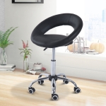 HOMCOM Adjustable Massage Stool Spa Beauty Salon Chair 360 Degrees Swivel Gas Lift PU Leather White(c-5)