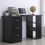 HOMCOM Computer Writing Desk Study Table Student Workstation w/ 3 Shelf & 3 Storage Drawers Home Office Furniture White(c-1)