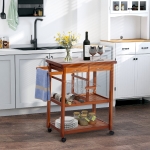 HOMCOM Wooden Kitchen Trolley Cart Basket Drawer Dining Storage w/Roller Holder Wood