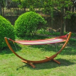 Outsunny 10' Outdoor Swing Hammock, Hammock with Wood Stand Rainbow Bed, Heavy Duty Roman Arc Hammock, Multi Color
