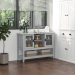 HOMCOM Retro Style Kitchen Sideboard Serving Buffet Storage Cabinet Cupboard with Glass Doors and Drawers, Adjustable Shelves(c-7)