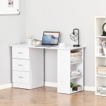 HOMCOM Computer Writing Desk Study Table Student Workstation w/ 3 Shelf & 3 Storage Drawers Home Office Furniture White(c-2)