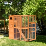 PawHut Cat Cage Indoor Outdoor Wooden Enclosure Pet House Small Animal Cage Hutch Suitable for Rabbit, Dogs, Kitten, Crate Kennel with Waterproof Roof, Multi-Level Platforms, Lock, Grey(c-2)
