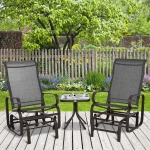 Outsunny 3 piece Outdoor Glider Chair with Tea Table Set, Patio Garden Rocking Furniture