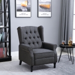 HOMCOM Vintage Linen Adjustable Manual 160° Reclining SofaSingle Couch with Retractable Footrest