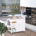 HOMCOM Wooden Kitchen Large Storage Island on 360° Swivel Wheels Cart with Drawer, Interior Cabinet & Towel Rack, Black(c-3)