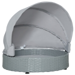 PawHut Wicker Dog Cave Bed with Adjustable Canopy, Pet House Shelter for Small & Medium Dogs with Cushion for Indoors & Outdoors, Grey