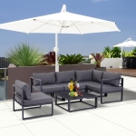 Outsunny 4 Piece Patio Conversation Set Include 2 Loveseat 1 Corner Sofa 1 Coffee Table Cushion Pillow Aluminum Framed Sectional Garden Furniture for Garden Backyard Poolside(c-2)