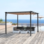Outsunny 10' x 13' Outdoor Pergola Aluminum Gazebo w/ Retractable Canopy for Patio, Backyard, Party, Black