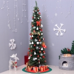 HOMCOM 6’ PVC Hinged Unlit Slim Artificial Pencil Christmas Tree Holiday Décor